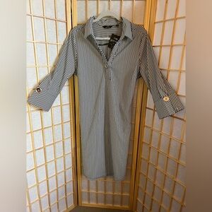 Mlle Gabrielle Light Gray Pinstripe Casual Button Down Shirt